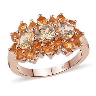 imperial topaz and fire opal cluster ring in 18k rose gold over sterling silver imperial topaz and fire opal cluster ring in 18k rose gold over sterling silver
