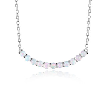 ethiopian opal necklace in rhodium over 925 sterling silver
