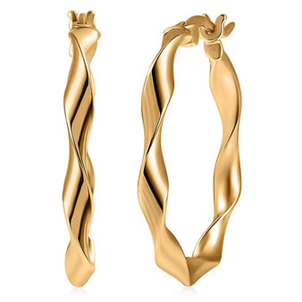twisted hoop earrings in solid 10k yellow gold