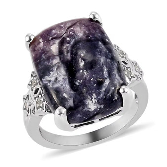 tiffany stone and white zircon stars motif rhodium over sterling silver ring front