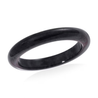 angled view of black jade bangle bracelet