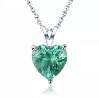 green fluorite heart pendant necklace in rhodium over sterling silver