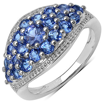 tanzanite cluster ring in rhodium over sterling silver