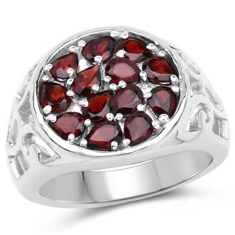 garnet cluster ring in rhodium over sterling silver