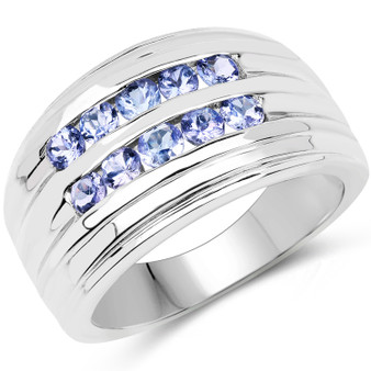 tanzanite gents ring in rhodium over sterling silver