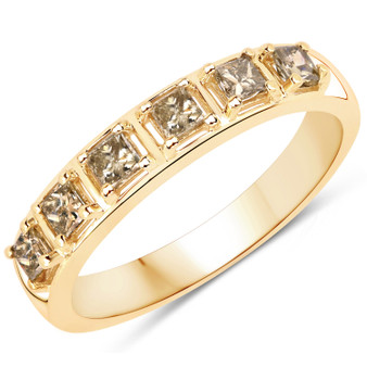 champagne diamond band ring in 14k yellow gold