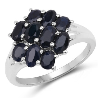 black sapphire black gemstone ring in rhodium over sterling silver