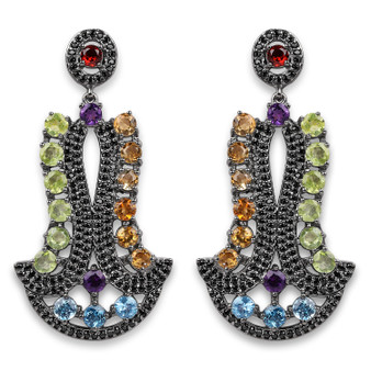 fine jewelry gemstone earring in rhodium over sterling silver
