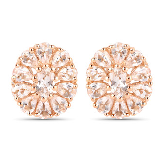 morganite cluster stud earrings in 18k rose gold over sterling silver