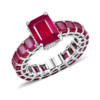 fissure filled ruby white zircon eternity ring in rhodium over sterling silver front