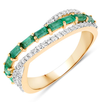 zambian emerald green gemstone ring in solid 10k yellow gold