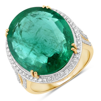 zambian emerald green gemstone ring in solid 14k yellow gold