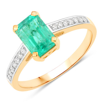 ethiopian emerald green gemstone ring in solid 14k yellow gold