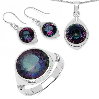 mystic quartz jewelry set in rhodium over sterling silver