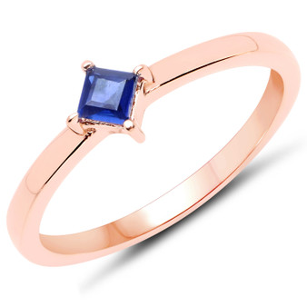 square cut kyanite ring in 18k rose gold plated sterling silver side view