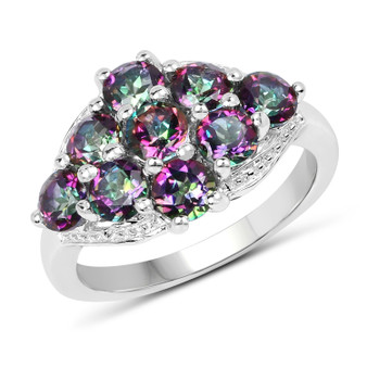 mystic topaz cluster ring in rhodium over sterling silver