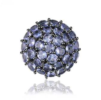 Tanzanite-round-cluster-sterling-silver-brooch-stock-GGZ118