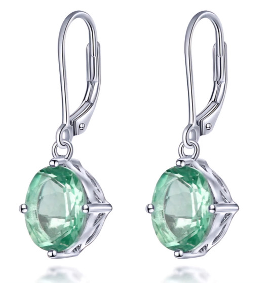 green fluorite dangle earrings in rhodium over sterling silver