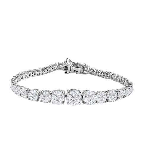 round moissanite tennis bracelet in rhodium over sterling silver