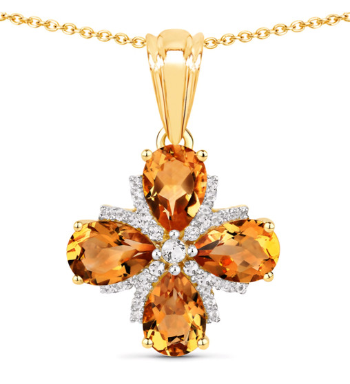 citrine and white topaz pendant necklace in 18k yellow gold over sterling silver