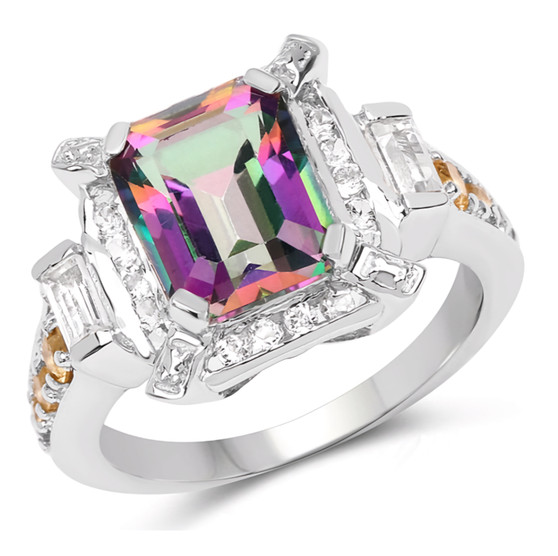 mystic topaz citrine and white topaz ring in rhodium over sterling silver