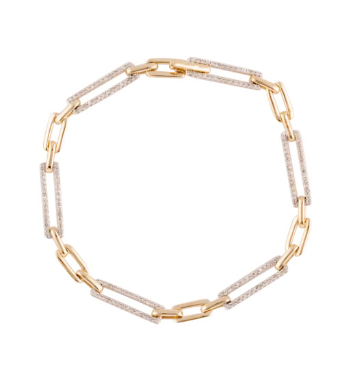diamond paper clip bracelet in 10k yellow gold