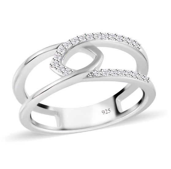moissanite openwork band ring in rhodium over sterling silver