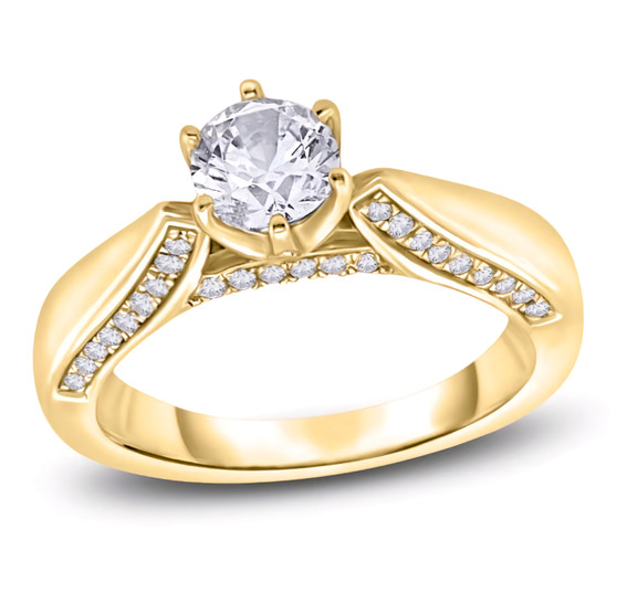 round solitaire diamond wedding ring in 14k yellow gold