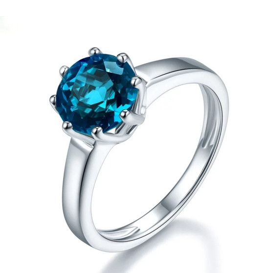 london blue topaz solitaire ring in rhodium over sterling silver