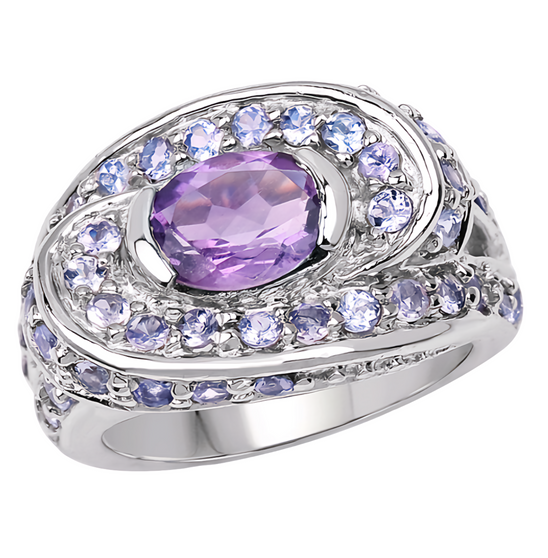 Amethyst-tanzanite-swirling-halo-silver-ring-stock-GGE740