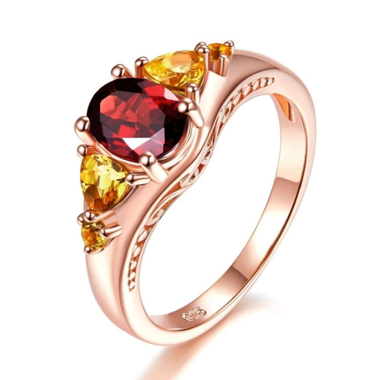 garnet and citrine ring in 18k rose gold over sterling silver
