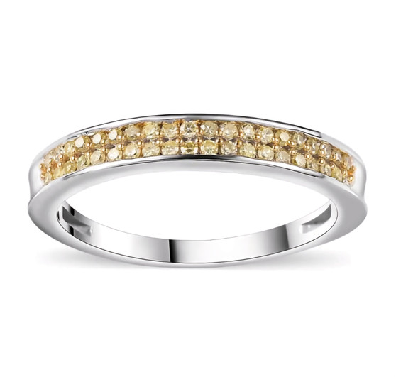yellow diamond stackable skinny band ring in rhodium over sterling silver
