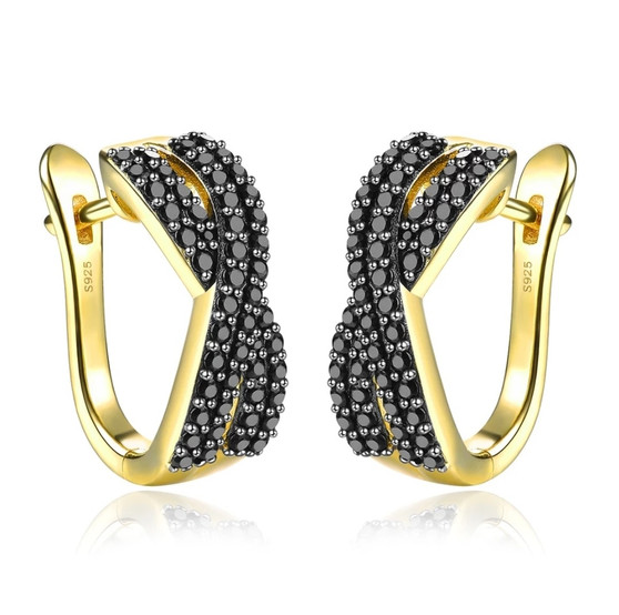 black spinel earrings in 18k yellow gold over sterling silver