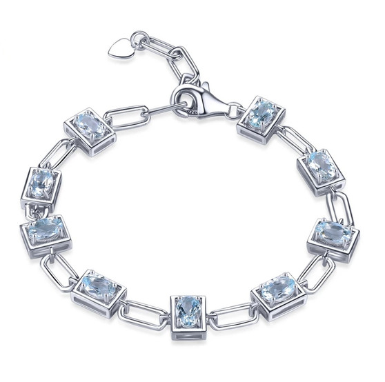 aquamarine bracelet in rhodium over sterling silver
