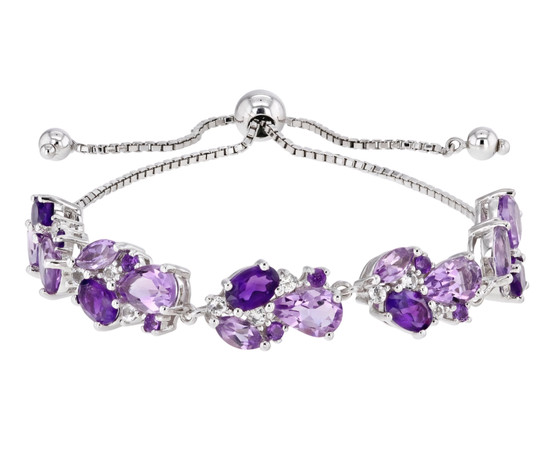 rose de france amethyst amethyst and topaz bolo bracelet in rhodium over sterling silver