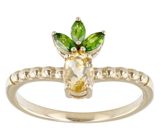 pineapple ring in 18k yellow gold over sterling silver