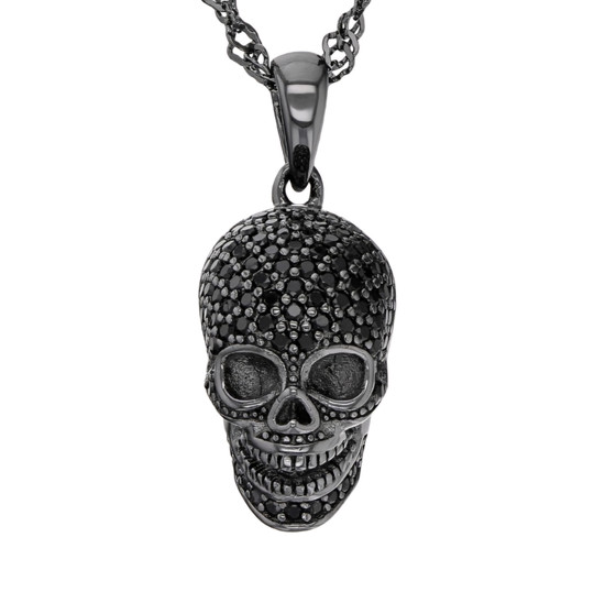 black spinel pendant necklace in black rhodium over sterling silver