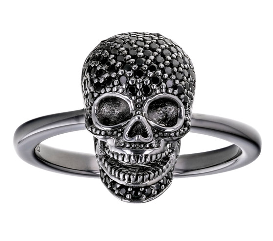 black spinel ring in black rhodium over sterling silver