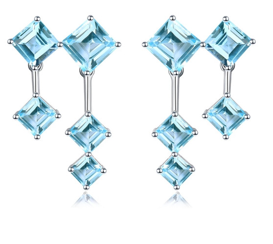sky blue topaz earrings in rhodium over sterling silver