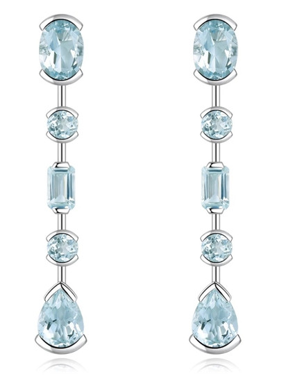 aquamarine dangle earrings in rhodium over sterling silver