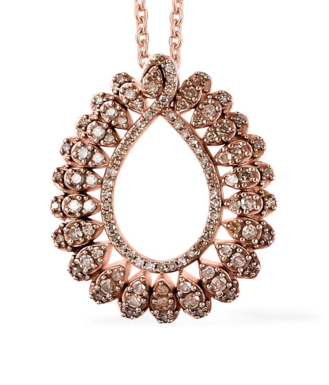champagne diamond pendant necklace in 18k rose gold over sterling silver