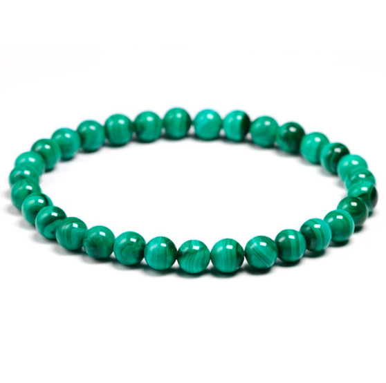 round natural malachite beaded stretch bracelet 6 8 or 10mm