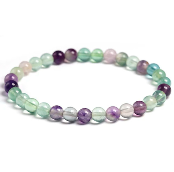 round natural multi color fluorite beaded stretch bracelet 6 8 or 10mm