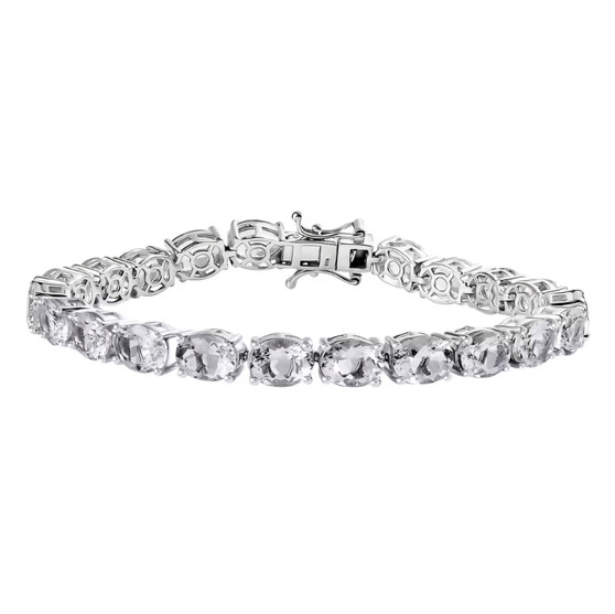 petalite oval tennis bracelet in rhodium over sterling silver