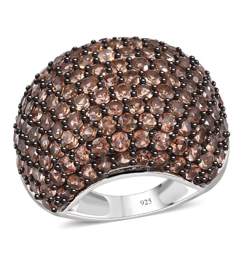 andalusite cluster wide band ring in black and white rhodium over sterling silver