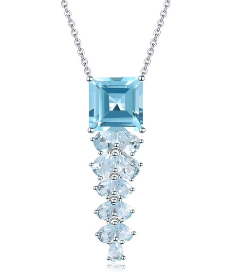 sky blue topaz or garnet necklace in rhodium over sterling silver