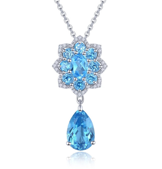 natural gemstone pendant necklace in rhodium over sterling silver
