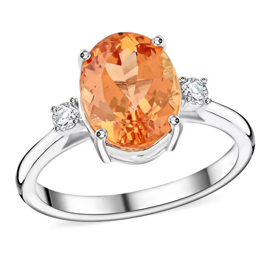 imperial topaz and diamond ring in solid 950 platinum