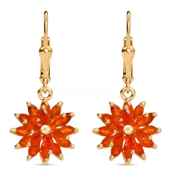marquise fire opal cluster earrings in 18k yellow gold over sterling silver