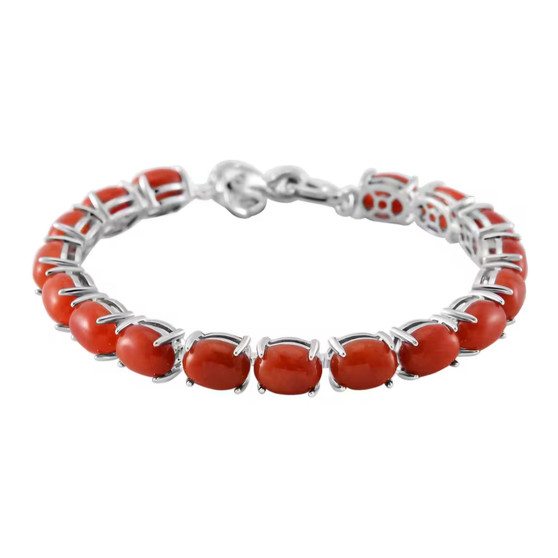 elephant and red jade tennis bracelet in rhodium over sterling silver